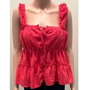 Rewind Large Red Tiered Tank Top Ruffle Sleeveless NWT